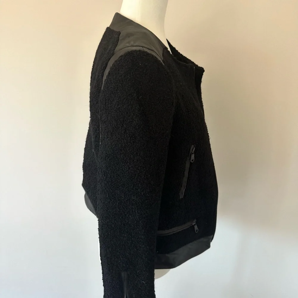 Club Monaco Black Tweed + Leather Jacket - Picture 2 of 4
